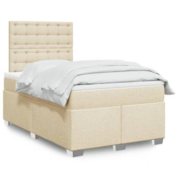 ARDEBO.de - Boxspringbett mit Matratze Creme 120x190 cm Stoff