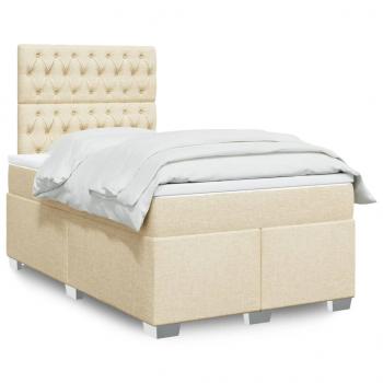 ARDEBO.de - Boxspringbett mit Matratze Creme 120x200 cm Stoff