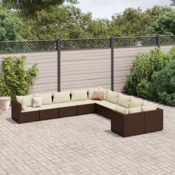 ARDEBO.de - 10-tlg. Garten-Sofagarnitur mit Kissen Braun Poly Rattan