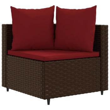 9-tlg. Garten-Sofagarnitur mit Kissen Braun Poly Rattan