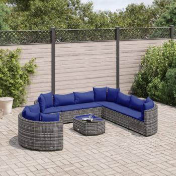 ARDEBO.de - 10-tlg. Garten-Sofagarnitur mit Kissen Grau Poly Rattan