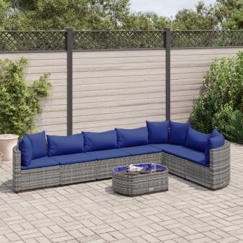 ARDEBO.de - 8-tlg. Garten-Sofagarnitur mit Kissen Grau Poly Rattan