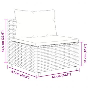 8-tlg. Garten-Sofagarnitur mit Kissen Grau Poly Rattan