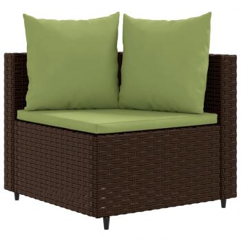 4-tlg. Garten-Sofagarnitur mit Kissen Braun Poly Rattan