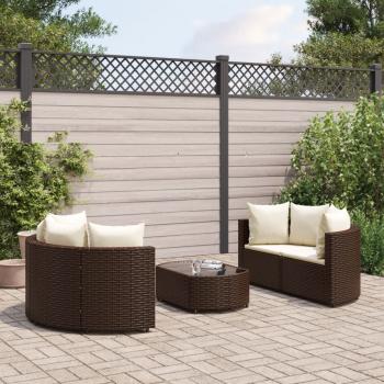 ARDEBO.de - 5-tlg. Garten-Sofagarnitur mit Kissen Braun Poly Rattan