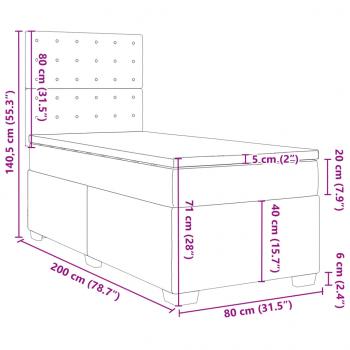 Boxspringbett mit Matratze Grau 80x200 cm Kunstleder