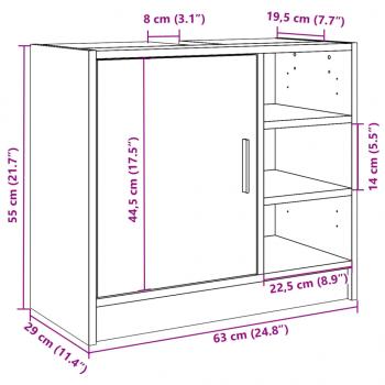 Waschbeckenschrank Braun Eichen-Optik 63x29x55 cm Holzwerkstoff