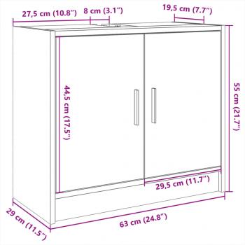 Waschbeckenschrank Braun Eichen-Optik 63x29x55 cm Holzwerkstoff