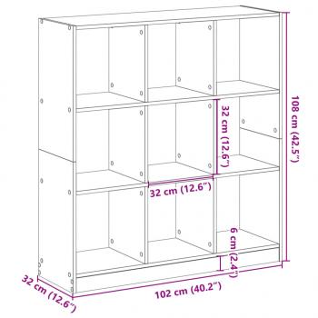 Bücherregal Grau Sonoma 102x32x108 cm Holzwerkstoff