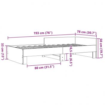 Bettgestell ohne Matratze Braun Eiche 75x190 cm Holzwerkstoff