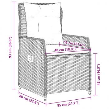 Gartensessel 2 Stk. Verstellbar Beige Poly Rattan