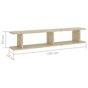 Wandregale 2 Stk. Sonoma-Eiche 105x18x20 cm Holzwerkstoff