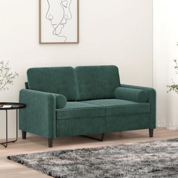 ARDEBO.de - 2-Sitzer-Sofa mit Zierkissen Dunkelgrün 120 cm Samt