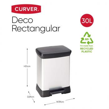 Curver Tretmülleimer Deco Rechteckig 30L Silbern