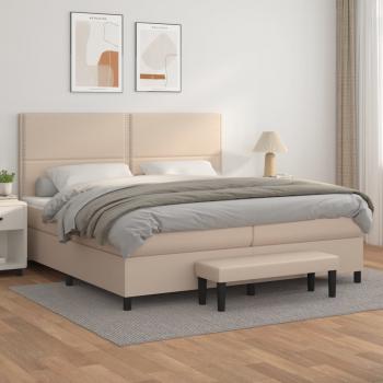 ARDEBO.de - Boxspringbett Matratze Cappuccino-Braun 200x200cm Kunstleder