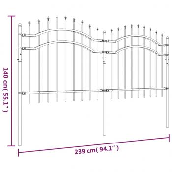 Gartenzaun mit Speerspitzen Schwarz 140 cm Stahl