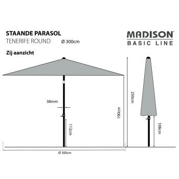 Madison Sonnenschirm Tenerife 300 cm Rund Apfelgrün