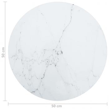 Tischplatte Weiß Ø50x0,8 cm Hartglas in Marmoroptik