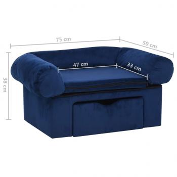 Hundesofa mit Schublade Blau 75x50x38 cm Plüsch