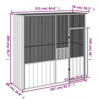 Voliere Grau 215x78x200 cm Verzinkter Stahl