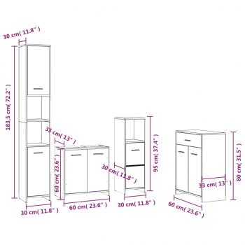 4-tlg. Badmöbel-Set Räuchereiche Holzwerkstoff