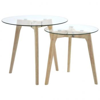 ARDEBO.de - 2-tlg. Beistelltisch-Set Hartglas