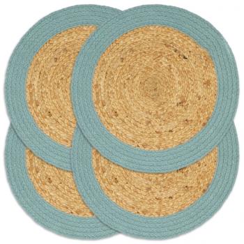 ARDEBO.de - Tischsets 4 Stk. Natur und Grün 38 cm Jute und Baumwolle