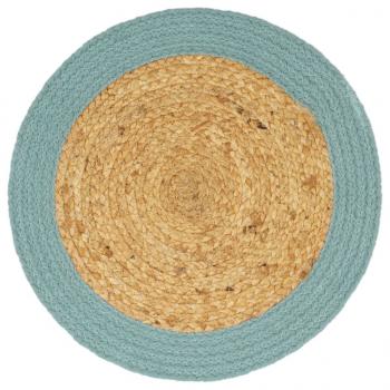 Tischsets 4 Stk. Natur und Grün 38 cm Jute und Baumwolle