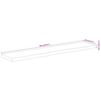 Wandregal 90x20x3,8 cm Rechteckig Massivholz Akazie Baumkante