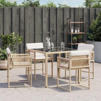 Gartenstühle mit Kissen 4 Stk. Beige Poly Rattan