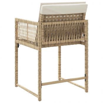 Gartenstühle mit Kissen 4 Stk. Beige Poly Rattan