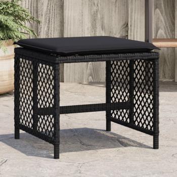 ARDEBO.de - Gartenhocker mit Kissen 4 Stk. Schwarz 41x41x36 cm Poly Rattan