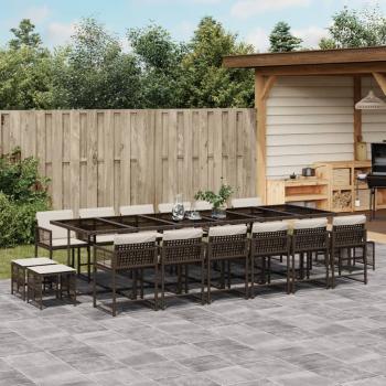 ARDEBO.de - 17-tlg. Garten-Essgruppe mit Kissen Braun Poly Rattan