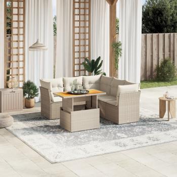 ARDEBO.de - 5-tlg. Garten-Sofagarnitur mit Kissen Beige Poly Rattan