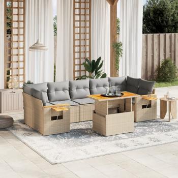 ARDEBO.de - 8-tlg. Garten-Sofagarnitur mit Kissen Beige Poly Rattan