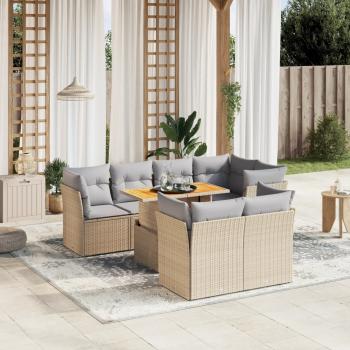 ARDEBO.de - 8-tlg. Garten-Sofagarnitur mit Kissen Beige Poly Rattan