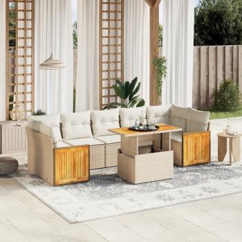 ARDEBO.de - 8-tlg. Garten-Sofagarnitur mit Kissen Beige Poly Rattan