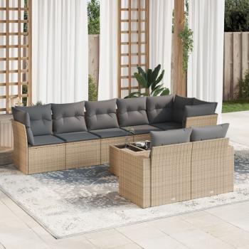 ARDEBO.de - 9-tlg. Garten-Sofagarnitur mit Kissen Beige Poly Rattan