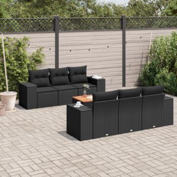 ARDEBO.de - 7-tlg. Garten-Sofagarnitur mit Kissen Schwarz Poly Rattan