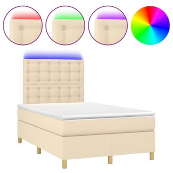 Boxspringbett mit Matratze & LED Creme 120x190 cm Stoff