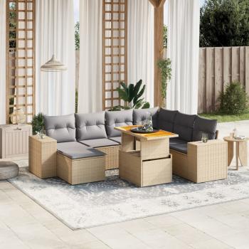 ARDEBO.de - 8-tlg. Garten-Sofagarnitur mit Kissen Beige Poly Rattan