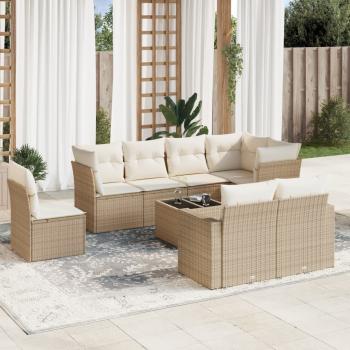 ARDEBO.de - 9-tlg. Garten-Sofagarnitur mit Kissen Beige Poly Rattan