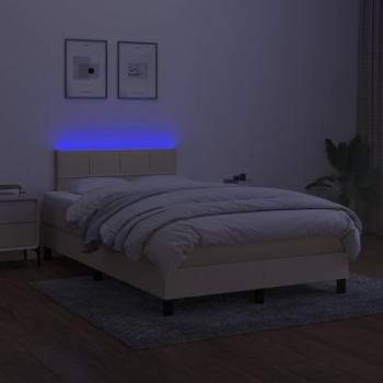 Boxspringbett mit Matratze & LED Creme 120x190 cm Stoff