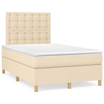 ARDEBO.de - Boxspringbett mit Matratze Creme 120x190 cm Stoff