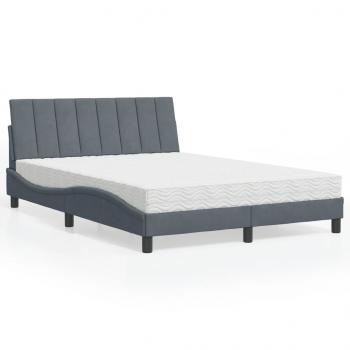 ARDEBO.de - Bett mit Matratze Dunkelgrau 140x200 cm Samt