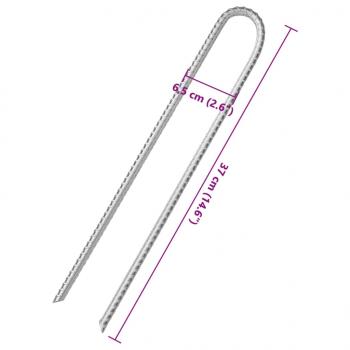 Zeltheringe 6 Stk. U-Form 37 cm Ø10 mm Verzinkter Stahl