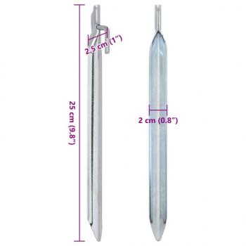 Zeltheringe 24 Stk. V-Form 25 cm Ø20 mm Verzinkter Stahl