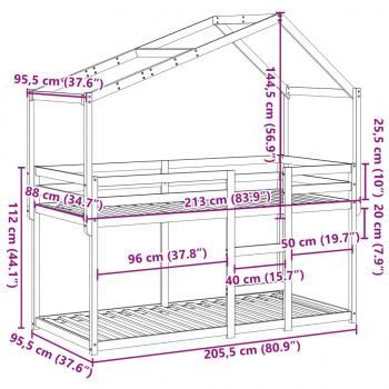 Etagenbett ohne Matratze 90x200 cm Massivholz Kiefer