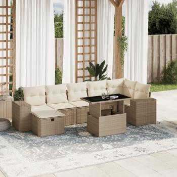 ARDEBO.de - 8-tlg. Garten-Sofagarnitur mit Kissen Beige Poly Rattan