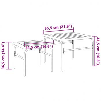 Outdoor-Satztische 2 Stk. Braun und Schwarz Stahl